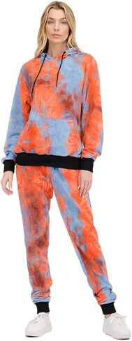 WEIV GEAR Women's Active Sweatsuits – Tie Dye Print 2 Piece Set Outfit Tracksuit Casual Pullover Tops and Sweatpants Joggers in Saudi Arabia