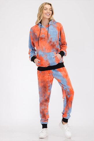 WEIV GEAR Women's Active Sweatsuits – Tie Dye Print 2 Piece Set Outfit Tracksuit Casual Pullover Tops and Sweatpants Joggers in Saudi Arabia