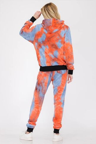WEIV GEAR Women's Active Sweatsuits – Tie Dye Print 2 Piece Set Outfit Tracksuit Casual Pullover Tops and Sweatpants Joggers in Saudi Arabia