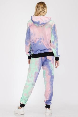 WEIV GEAR Women's Active Sweatsuits – Tie Dye Print 2 Piece Set Outfit Tracksuit Casual Pullover Tops and Sweatpants Joggers in Saudi Arabia