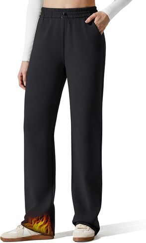 G4Free Smoofit Fleece Lined Sweatpants for Women Wide Leg Drawcord Thermal Casual Pants with Pockets in Saudi Arabia