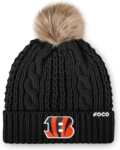 قبعة FOCO للسيدات من Cincinnati Bengals بشعار الدوري الوطني لكرة القدم الأمريكية من الفرو الصناعي، لون الفريق in Saudi Arabia