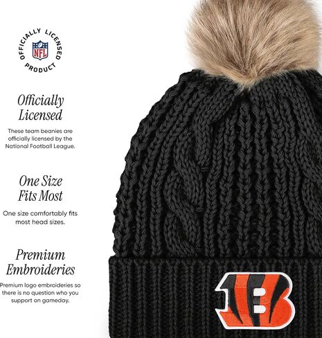 قبعة FOCO للسيدات من Cincinnati Bengals بشعار الدوري الوطني لكرة القدم الأمريكية من الفرو الصناعي، لون الفريق in Saudi Arabia