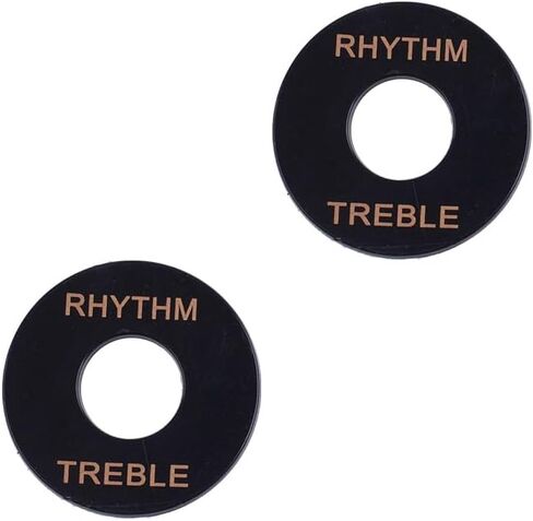 Pro Self Adhesive LP Guitar Toggle Switch Plate Washer Pickup Switch Rhythm Treble Ring for USA Les Paul Style Electric Guitar, Black with White Words (Set of 2) in Kuwait