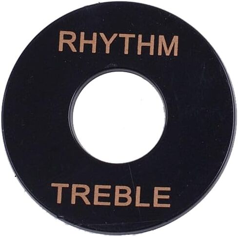 Pro Self Adhesive LP Guitar Toggle Switch Plate Washer Pickup Switch Rhythm Treble Ring for USA Les Paul Style Electric Guitar, Black with White Words (Set of 2) in Kuwait