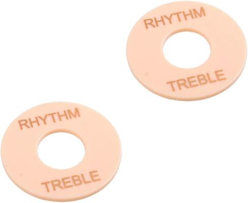 Pro Self Adhesive LP Guitar Toggle Switch Plate Washer Pickup Switch Rhythm Treble Ring for USA Les Paul Style Electric Guitar, Black with White Words (Set of 2) in Kuwait
