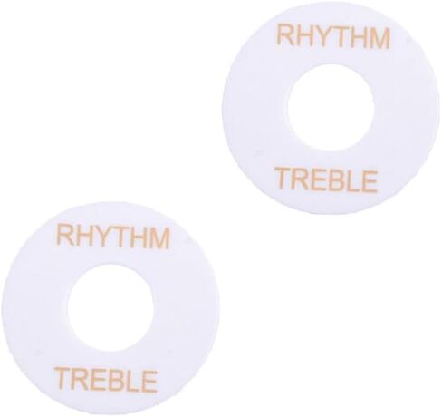Pro Self Adhesive LP Guitar Toggle Switch Plate Washer Pickup Switch Rhythm Treble Ring for USA Les Paul Style Electric Guitar, Black with White Words (Set of 2) in Kuwait