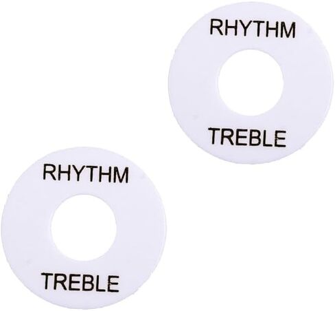 Pro Self Adhesive LP Guitar Toggle Switch Plate Washer Pickup Switch Rhythm Treble Ring for USA Les Paul Style Electric Guitar, Black with White Words (Set of 2) in Kuwait
