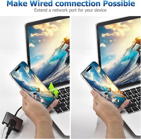 Lightning to RJ45 Ethernet Adapter Network Adapter, Support 10/100Mbps Ethernet Network, with Lightning Charge Port and 3.5mm Audio Jack, Compatible with iPhone 14 13 12 11/iPad in Saudi Arabia