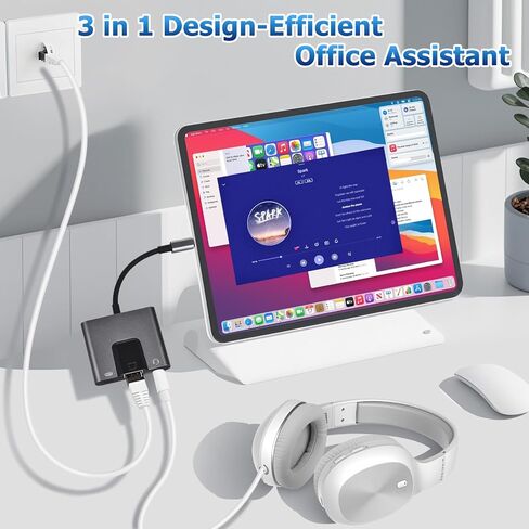 Lightning to RJ45 Ethernet Adapter Network Adapter, Support 10/100Mbps Ethernet Network, with Lightning Charge Port and 3.5mm Audio Jack, Compatible with iPhone 14 13 12 11/iPad in Saudi Arabia