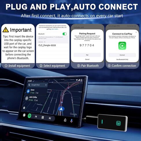 Mini Wireless Carplay Adapter for iPhone, 2025 2 in 1 Stable Universal carplay Adapter, Fast Convert Factory Wired to Wireless CarPlay in Saudi Arabia
