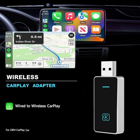 Mini Wireless Carplay Adapter for iPhone, 2025 2 in 1 Stable Universal carplay Adapter, Fast Convert Factory Wired to Wireless CarPlay in Saudi Arabia
