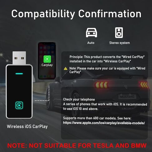Mini Wireless Carplay Adapter for iPhone, 2025 2 in 1 Stable Universal carplay Adapter, Fast Convert Factory Wired to Wireless CarPlay in Saudi Arabia
