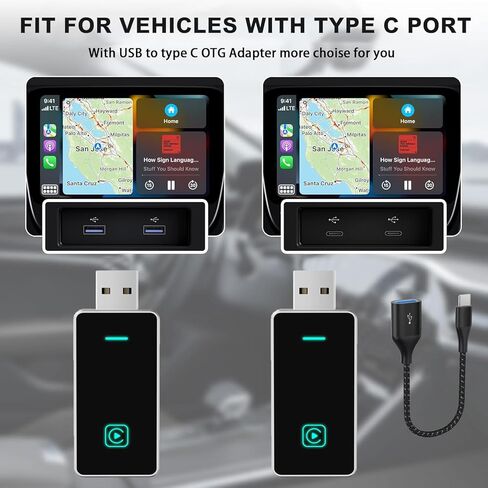 Mini Wireless Carplay Adapter for iPhone, 2025 2 in 1 Stable Universal carplay Adapter, Fast Convert Factory Wired to Wireless CarPlay in Saudi Arabia
