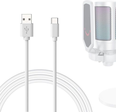 Geekria for Creators Type C to USB A Microphone Cable 6.6 ft / 2 M, Compatible with FIFINE AmpliGame A6, HyperX QuadCast S, SoloCast, Logitech G Yeti GX, TONOR TC30 Mic Cord (White) in Saudi Arabia