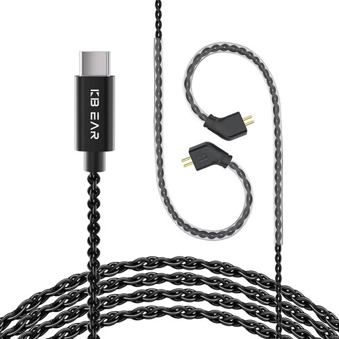 Kinboofi ZS10 Pro USB C in Ear Monitor IEM Earphone Cable,KBEAR Type-c IEM Cable,4N high-Purity ofc Silver-Plated Upgrade Earphones Wire for ZSN PRO X/AS24/EDX PRO/Csator (USB C-2PIN, Dark, with Mic) in Saudi Arabia