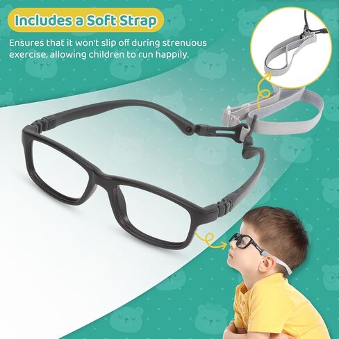 BiBiBear Kids/Teens Glasses - Unbreakable TR90 Frame, 180° Ultra Flexible, Lightweight & Safe Glasses for Kids Age 2-15 in Saudi Arabia
