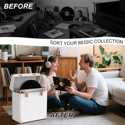 صندوق تخزين سجل فينيل ، مربع عرض LP المحمول المقاوم للماء ومقاوم للغبار ، يمكن أن يحمل 50 7/10/12 بوصة صناديق سجل ، وبطانة ناعمة يمكن أن تحمي السجلات بشكل أفضل ، مناسبة لجامع الموسيقى （أسود） in Saudi Arabia