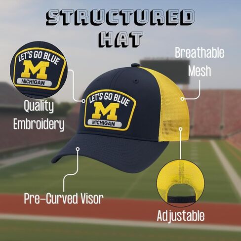 Officially Licensed Michigan University Blue Mesh Trucker Hat Adjustable Classic Team Logo Cap in Saudi Arabia