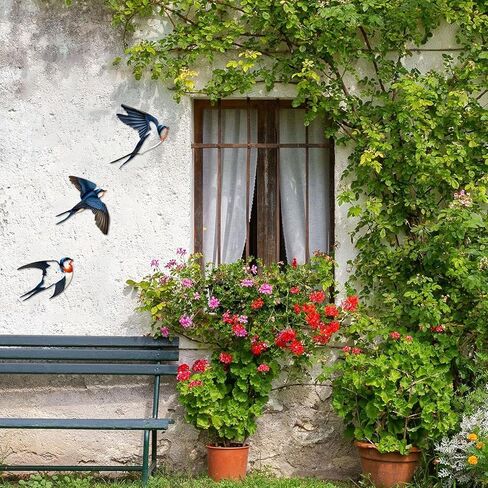 ESTART Birds Metal Wall Decor, 5 Pcs Black Birds Metal Wall Art Outdoor Hanging Decorative Bird Wall Sculpture for Home Kitchen Patio Bedroom Living Room Bathroom Garden in Kuwait