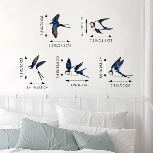 ESTART Birds Metal Wall Decor, 5 Pcs Black Birds Metal Wall Art Outdoor Hanging Decorative Bird Wall Sculpture for Home Kitchen Patio Bedroom Living Room Bathroom Garden in Kuwait