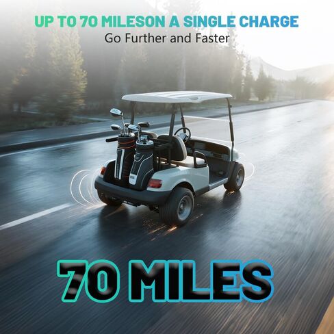 48V 105Ah Lithium Golf Cart Battery, 6000+ Cycles Rechargeable LiFePO4 Battery with 58.4V 18A Charger, Built-in 200A BMS, Stainless Steel Case, Touch LCD Monitor & Mobile APP, Perfect for Golf Carts in Saudi Arabia