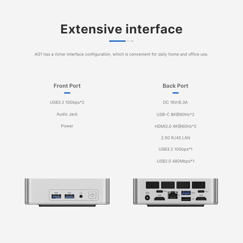 Ag3 Mini PC Workstation Core I9 13900HK (14C/20T ، حتى 5.4 جيجا هرتز) 32GB DDR5 RAM 1TB PCIE SSD MINI COMPUTERS ， 9 × منافذ USB/DUAL LAN/HDMI/DP/WI-FI6 in Saudi Arabia