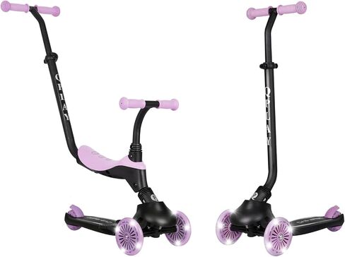 QPlay Toddler Scooter Ages 1 to 6 | Up to 110 Lbs | Kick Scooter with Adjustable Push Handle Height, Lights on Deck & 3 Wheels, Kids Ages 2 to 5 Boys & Girls Gifts (Violet) in Saudi Arabia