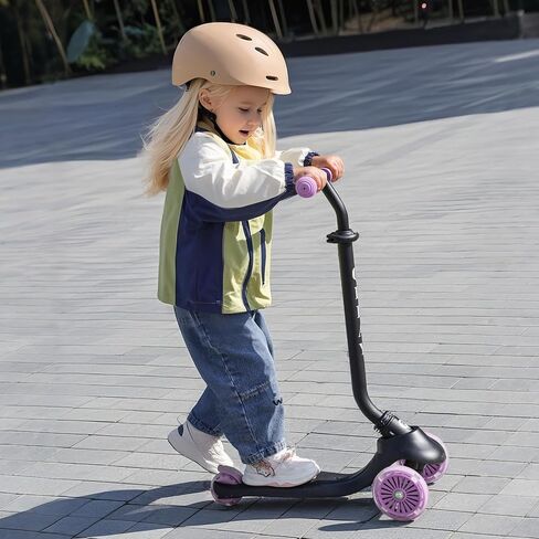 QPlay Toddler Scooter Ages 1 to 6 | Up to 110 Lbs | Kick Scooter with Adjustable Push Handle Height, Lights on Deck & 3 Wheels, Kids Ages 2 to 5 Boys & Girls Gifts (Violet) in Saudi Arabia