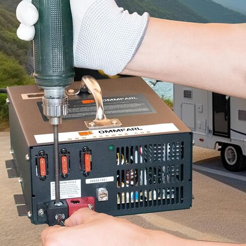 100 أمبير محول للطاقة لـ RV Camper مع مقبض وكابلات 15 قدمًا ، وشحن البطارية مع وضع شحن ذكي 3 مراحل لـ RV 110/120 FAC إلى DC 12V ، مع عرض الجهد. in Kuwait