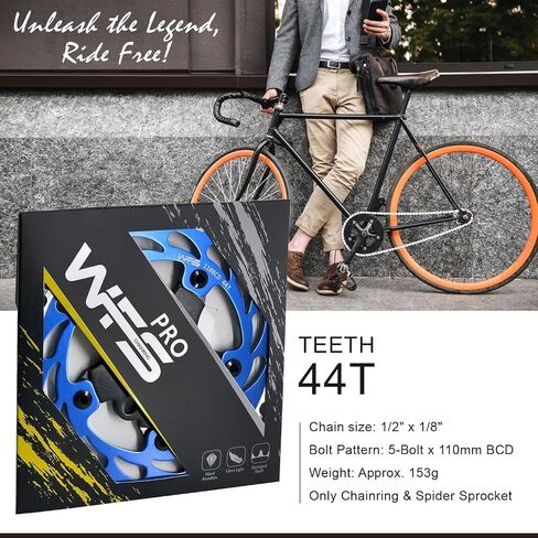 WFS Helix Chainring W/Spider Sprocket 44t 1/8 "110mm BCD 5 ARM HOLE SCHOOL BMX ، Black ، WFS3064-BO in Kuwait