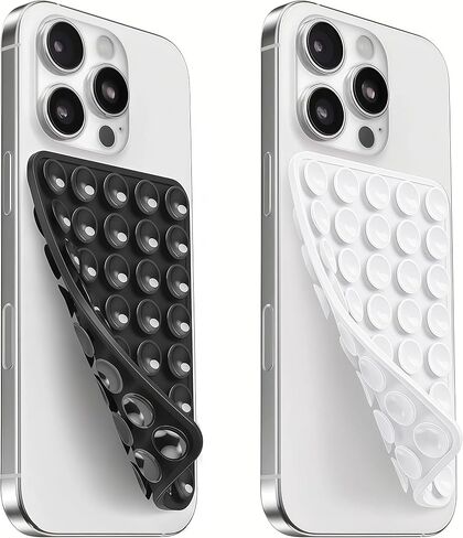 (2 Pack) Silicone Suction Cup Phone Case Mount Double Sided, Sticky Phone Grip with Higher Suction Power for Cell Phone, Hands-Free Phone Accessories for Selfies and Videos, Clear & Light Pink in Saudi Arabia