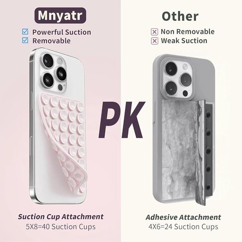 (2 Pack) Silicone Suction Cup Phone Case Mount Double Sided, Sticky Phone Grip with Higher Suction Power for Cell Phone, Hands-Free Phone Accessories for Selfies and Videos, Clear & Light Pink in Saudi Arabia