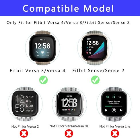 Attbbon 4 Pack Compatible with Fit bit Versa 4/Fit bit Sense 2 for Men Women, Adjustable Stainless Steel Metal+Classic Leather+Stretchy Nylon Band for Versa 3/Sense Watch in Saudi Arabia