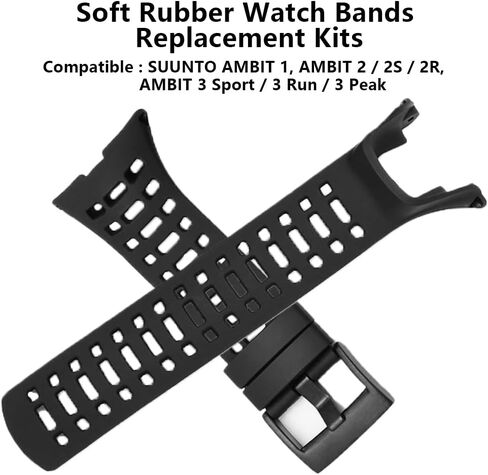 حزام ساعة متوافق مع Suunto Ambit، حزام ساعة بديل من المطاط الناعم لساعة Suunto الذكية Ambit Series 1/2/2S/2R/3 Sport/3 Run/3 Peak in Kuwait