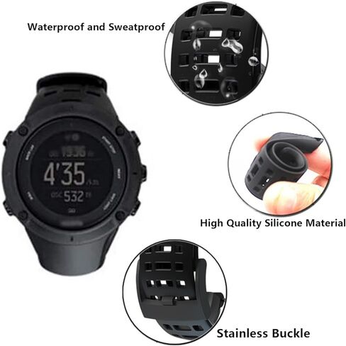 حزام ساعة متوافق مع Suunto Ambit، حزام ساعة بديل من المطاط الناعم لساعة Suunto الذكية Ambit Series 1/2/2S/2R/3 Sport/3 Run/3 Peak in Kuwait