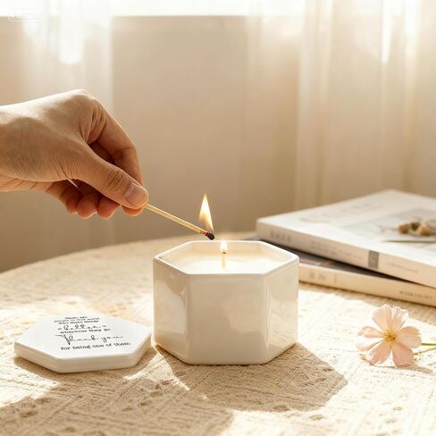 Thank You Gifts for Women Men, 10 Oz Handmade Ceramic Lavender Scented Candle, Hostess Gifts for Women, Thank You Candle, Appreciation Gift for Women Teacher Nurse Doctor Friends Coworkers Employee in Saudi Arabia