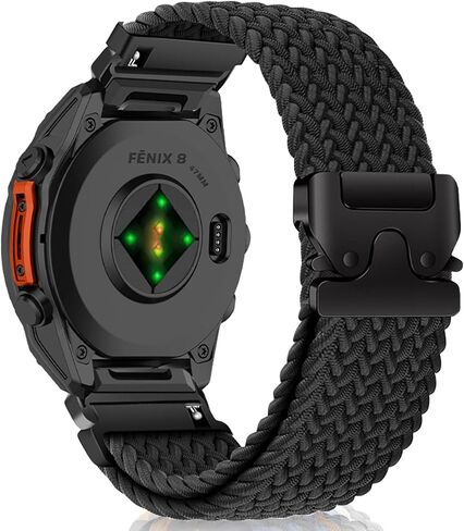Nylon Band for Garmin Descent G2, 47mm model of Tactix 8/Fenix ​​E/Fenix ​​8, 22mm Stretchy Braided Nylon Sport Strap for Garmin Quatix 8 47mm/7 Pro/6/6 Titanium in Kuwait
