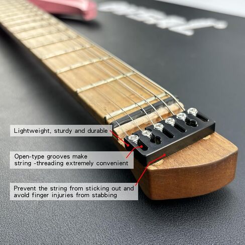 Guitar Bridge String Locks 6 String Guitar Locking Nut Headless Guitar String Lock Titanium Alloy String Locking for Headless Electric Guitar （Black) in Saudi Arabia