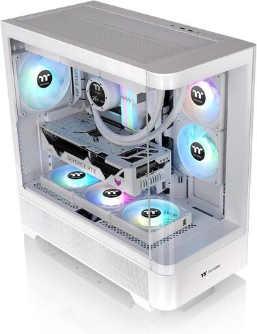 Thermaltake View 390 Air; Mid Tower; 2x120mm CT Fans Included; 360mm Radiator Support; 420mm GPU Clearance; Hidden Connector Support; Rotatable PCIe Slots; 200mm PSU Clearance; Snow; CA-11F-00M6WN-00 in Saudi Arabia