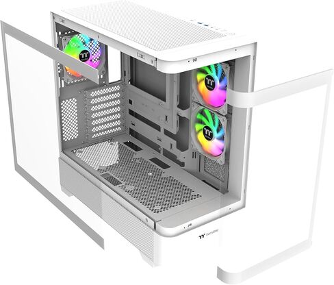 Thermaltake View 390 Air; Mid Tower; 2x120mm CT Fans Included; 360mm Radiator Support; 420mm GPU Clearance; Hidden Connector Support; Rotatable PCIe Slots; 200mm PSU Clearance; Snow; CA-11F-00M6WN-00 in Saudi Arabia