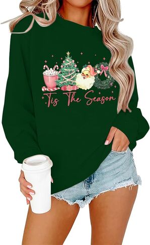 FAYALEQ Merry Christmas Sweatshirts للنساء: سترة عيد الميلاد المضحكة الشتوية بأكمام طويلة in Saudi Arabia
