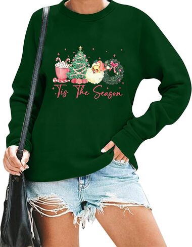 FAYALEQ Merry Christmas Sweatshirts للنساء: سترة عيد الميلاد المضحكة الشتوية بأكمام طويلة in Saudi Arabia