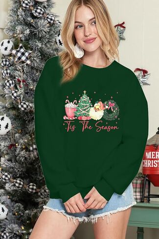 FAYALEQ Merry Christmas Sweatshirts للنساء: سترة عيد الميلاد المضحكة الشتوية بأكمام طويلة in Saudi Arabia