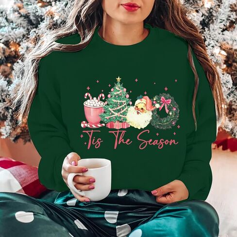 FAYALEQ Merry Christmas Sweatshirts للنساء: سترة عيد الميلاد المضحكة الشتوية بأكمام طويلة in Saudi Arabia