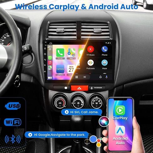 4+64G Android Car Stereo for Mitsubishi Outlander 2008-2015 with Wireless Carplay&Android Auto, 9 Inch IPS Touchscreen Support Bluetooth/GPS/WiFi/FM Radio/DSP/Mirror Link/SWC/Backup Camera in Saudi Arabia
