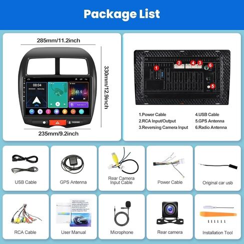 4+64G Android Car Stereo for Mitsubishi Outlander 2008-2015 with Wireless Carplay&Android Auto, 9 Inch IPS Touchscreen Support Bluetooth/GPS/WiFi/FM Radio/DSP/Mirror Link/SWC/Backup Camera in Saudi Arabia
