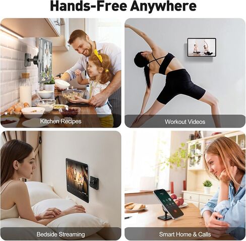 حامل حائط الجدار اللوحي ، حامل جدار ipad الدوار 360 درجة لأجهزة 4.7 "-12.9" ، حامل قاعدة الألومنيوم متوافق مع iPad Pro/Air/Mini ، iPhone ، Samsung Galaxy Tab ، Kindle-المطبخ ، الصالة الرياضية ، المكتب in Kuwait