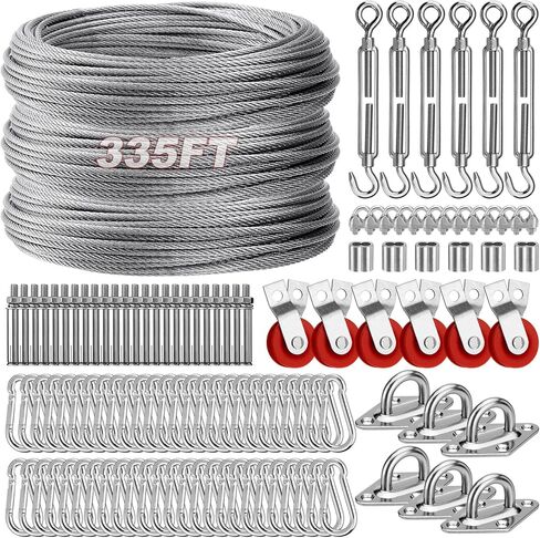 طقم كابل قفص الضرب لشبكات 35FT/55FT/70FT، مجموعة شد سلك شبكية قفص الضرب، DIY للفناء الخلفي/المرافق/أنفاق ضرب البيسبول للمدرسة in Kuwait