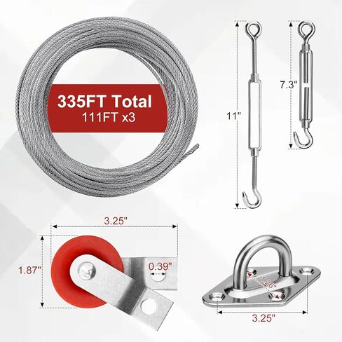 طقم كابل قفص الضرب لشبكات 35FT/55FT/70FT، مجموعة شد سلك شبكية قفص الضرب، DIY للفناء الخلفي/المرافق/أنفاق ضرب البيسبول للمدرسة in Kuwait